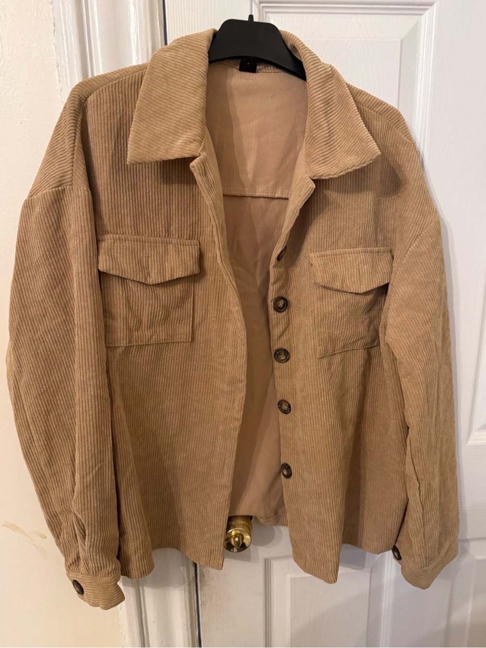 SHEIN Corduroy Button-Front Jacket in Tan